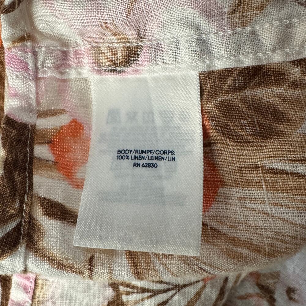 Lands End Medium 15-15 1/2 Traditional Fit Shirt Button-Up Linen Hawaiian Floral - Picture 6 of 6